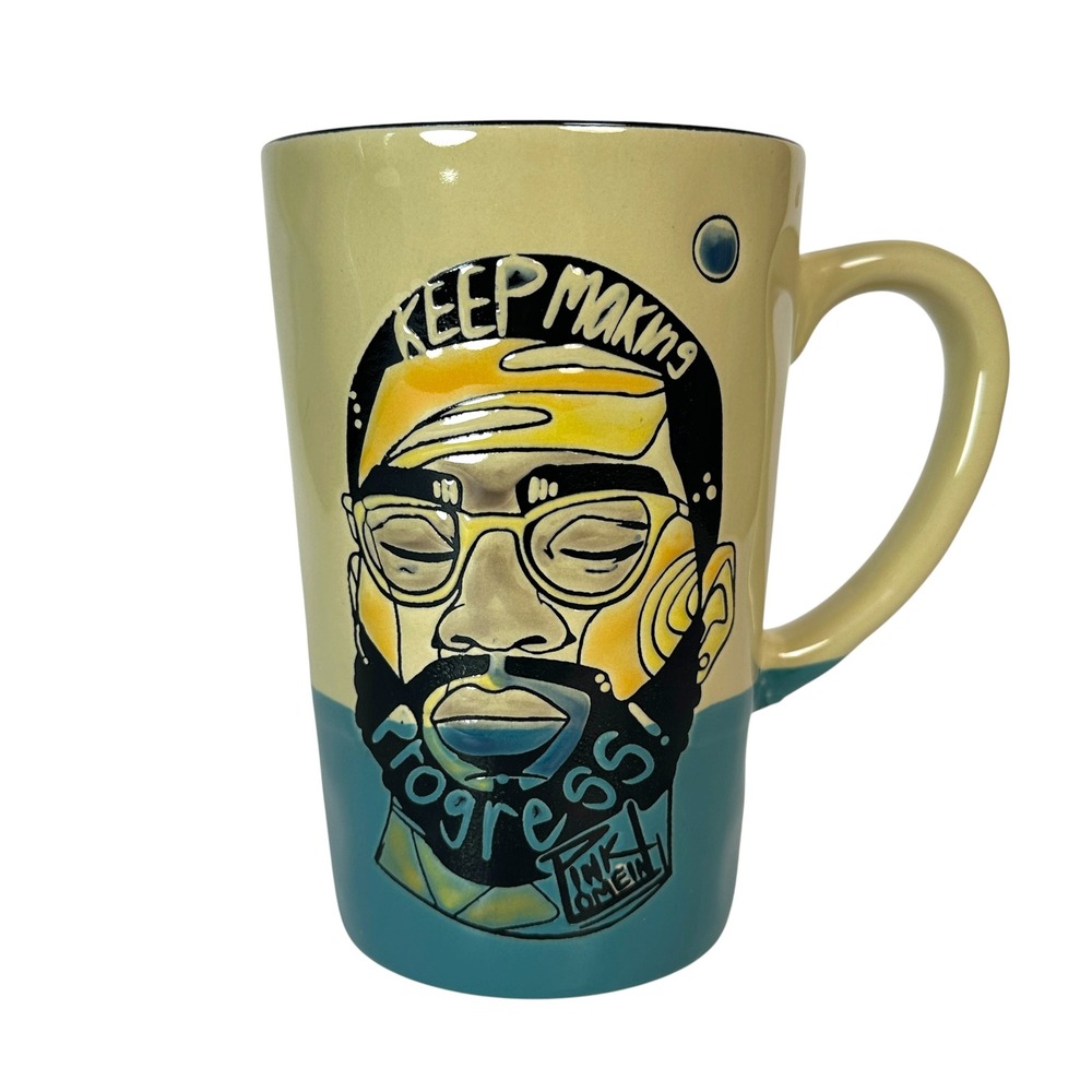 Eli + Ava Mug Pink Lomein Keep Making Progress Portrait Teal 20oz Urban Art